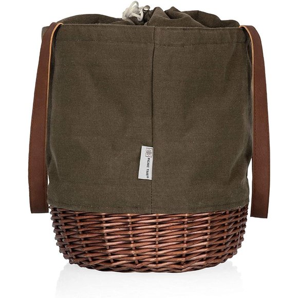 PICNIC TIME-Coronado Canvas and Willow Basket Tote-Picnic Tote Bag-Beach Tote - Picture 2 of 5